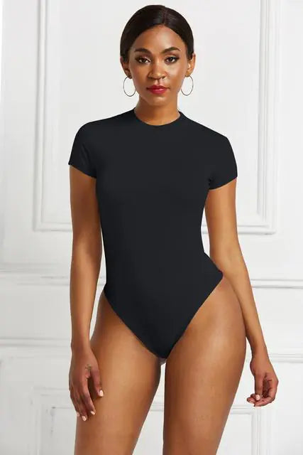 O Neck Short Sleeve Sexy Skinny Short Romper