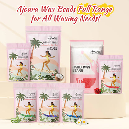 Ajoura 2.5 lb Wax Beads for Hair Removal - Premium Hard Wax for Coarse Hair, Ideal for Brazilian Bikini, Legs, Face, Underarms, Arms, Chest, Back - Sensitive Skin for Efficient Home &amp; Salon Waxing Off White-2.5lb