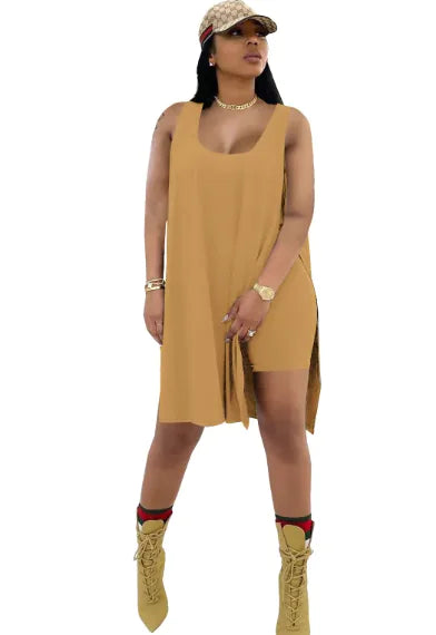 Solid Color Tank Top &amp; Shorts Set