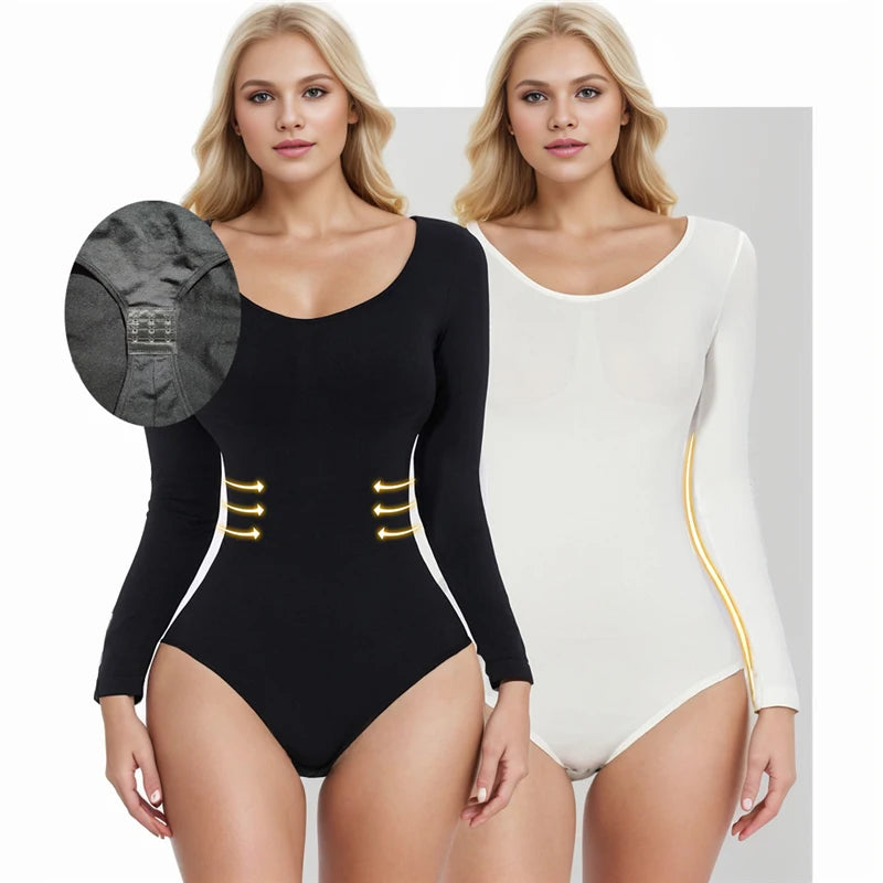 Seamless Long Sleeve Thong Bodysuit