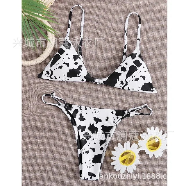 New Cow Print Swimsuit Women