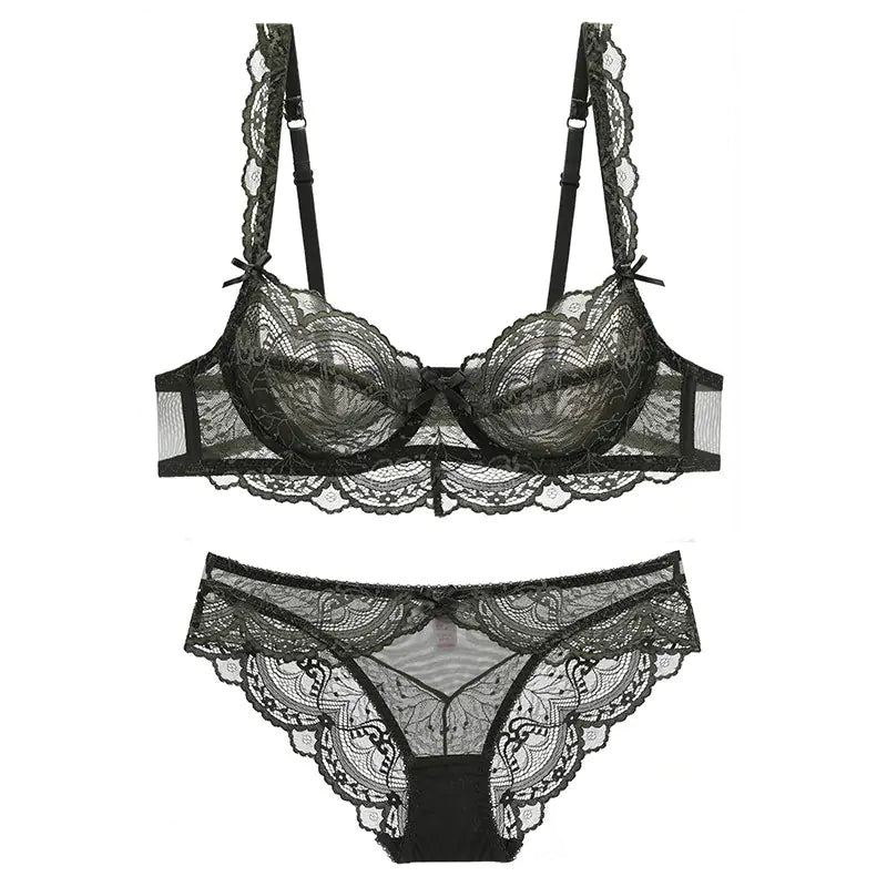 French Lace Bra Set - Plus Size Sheer Summer Lingerie