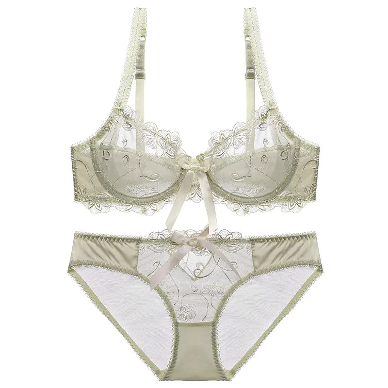 Ultra-Thin Plus Size Lace Bra and Underwear Set