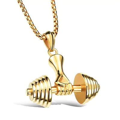 Muscle Dumbbell Necklace: Male Fitness Pendant