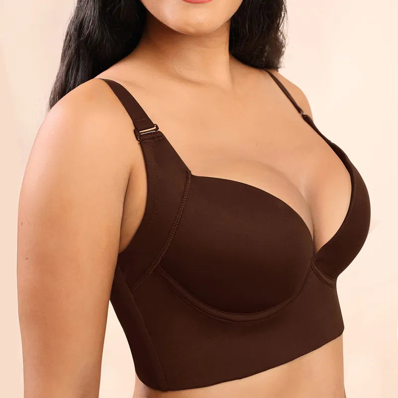 Large Glossy Push-Up Anti-Sag Bra with Steel Ring