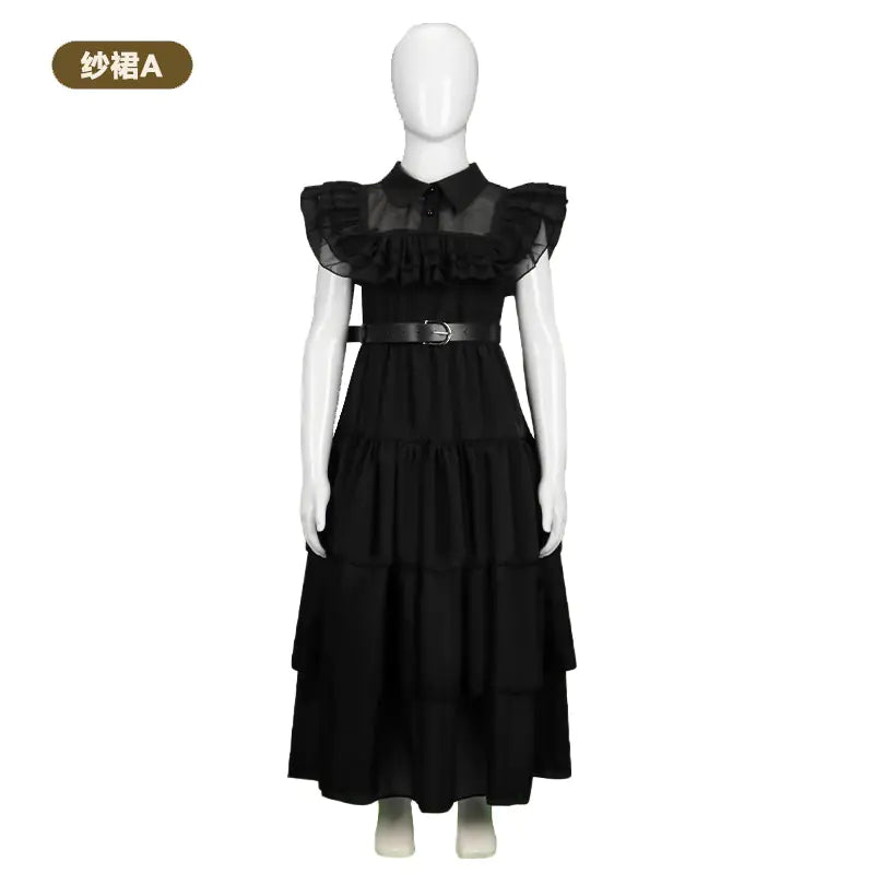 Wednesday Adams Cosplay Dress - Black Tulle Skirt