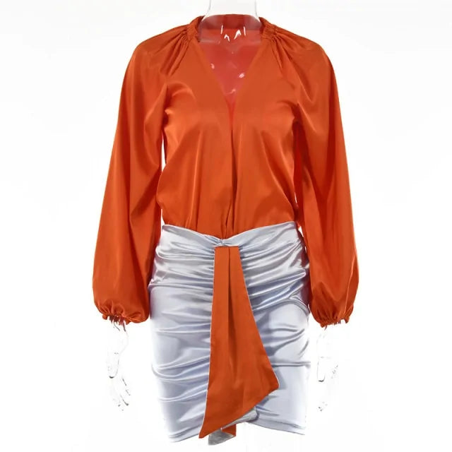 Sexy Deep V-neck Satin