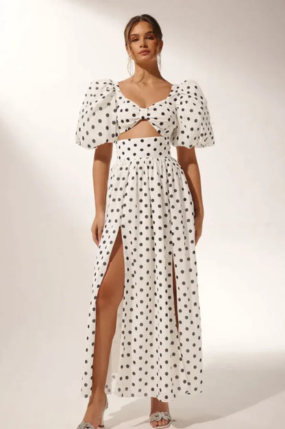 Polka Dot Puff Sleeve Dress