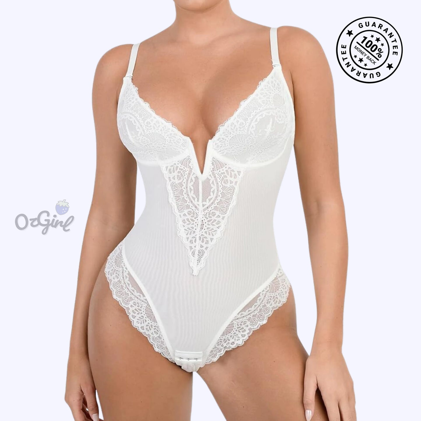 Deep V-Neck Lace Shaping BodySuit