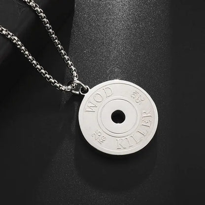 Muscle Dumbbell Necklace: Male Fitness Pendant