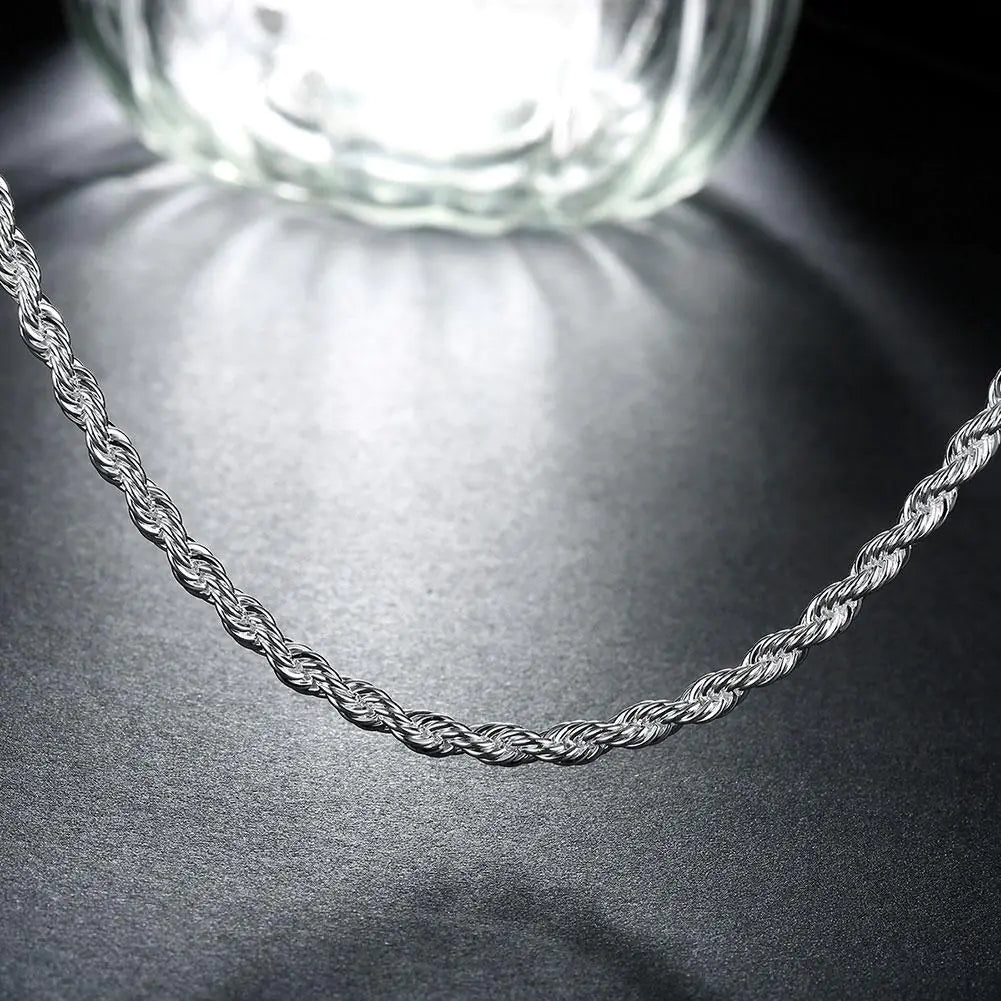 18K White Gold Plated Rope Chain