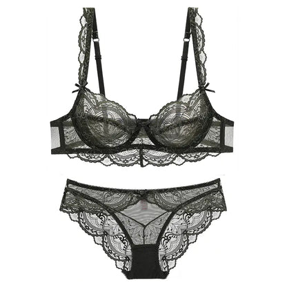 French Lace Bra Set - Plus Size Sheer Summer Lingerie
