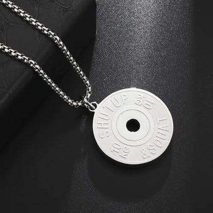 Muscle Dumbbell Necklace: Male Fitness Pendant