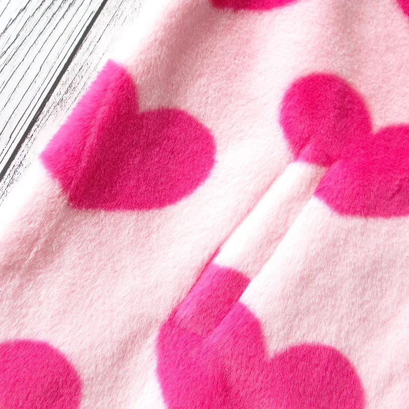 Heart Print Plush Jacket