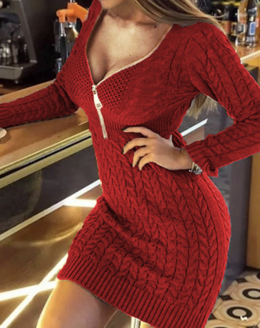 2019 Autumn Winter Hollow Slim Dress for Online Sales