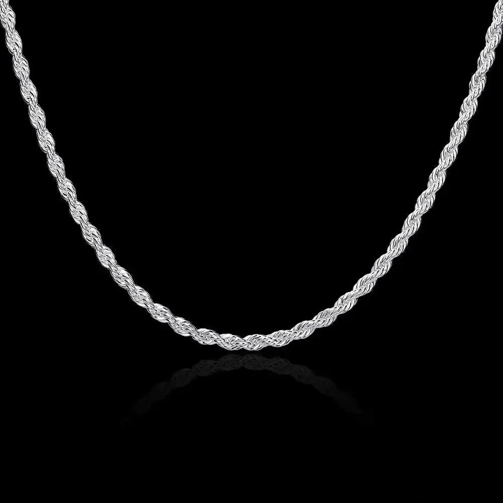 18K White Gold Plated Rope Chain