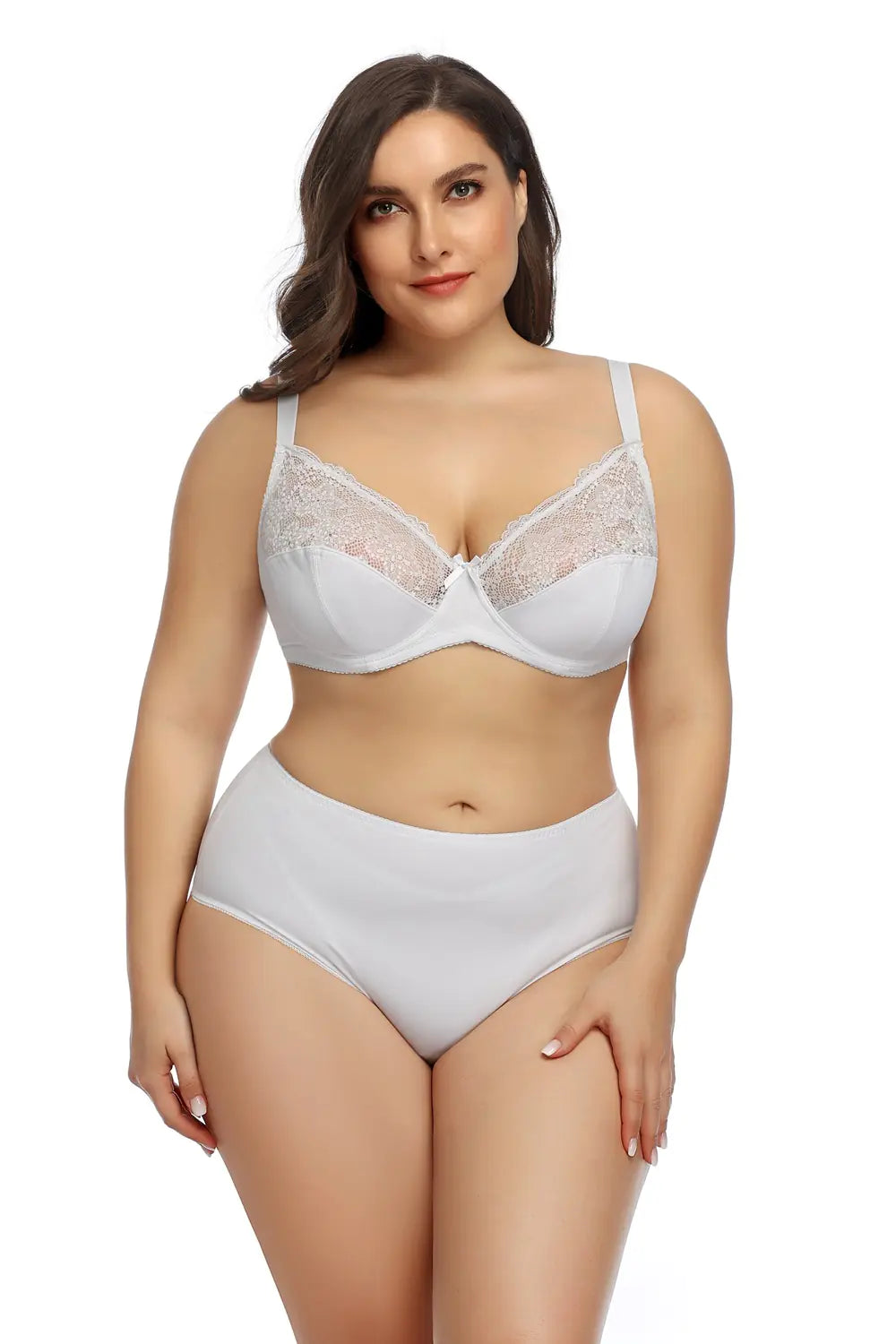 Plus Size Lace Bra Set with Underwire for Women
