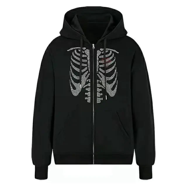 Gothic Butterfly Skeleton Print Sweatshirt