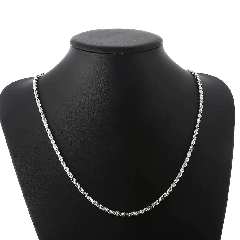 18K White Gold Plated Rope Chain