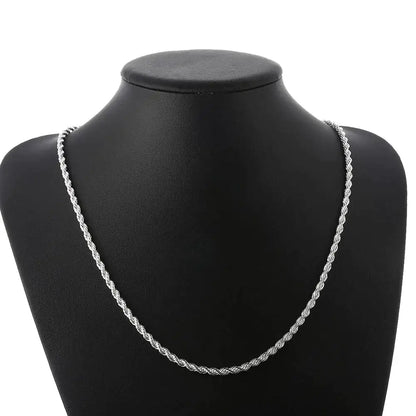 18K White Gold Plated Rope Chain