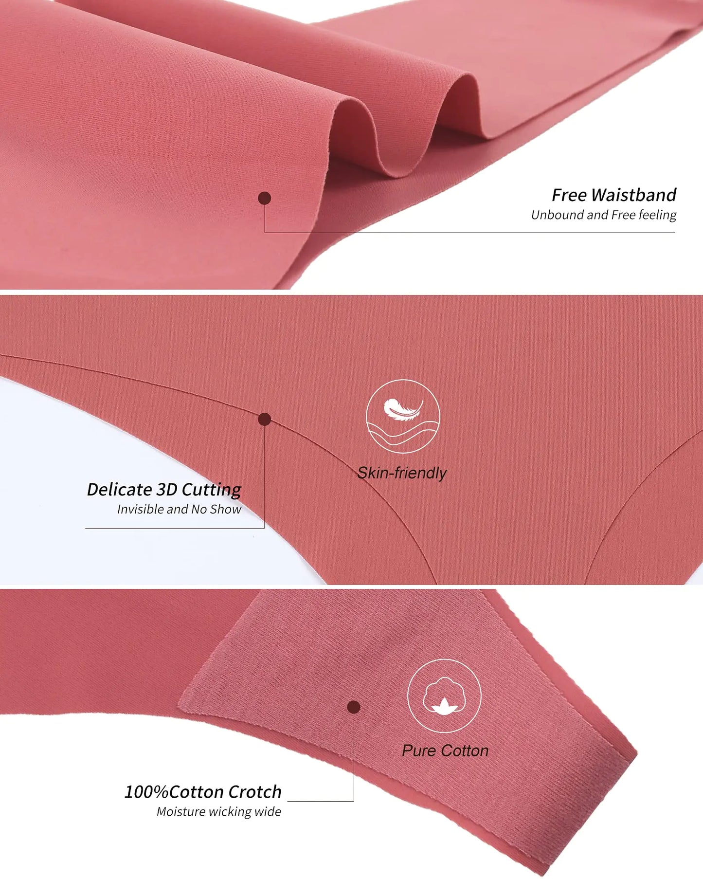 DEANGELMON Seamless Thongs for Women No Show Thong Underwear Women Comfortable Multiple Pack Small Candy-6pack