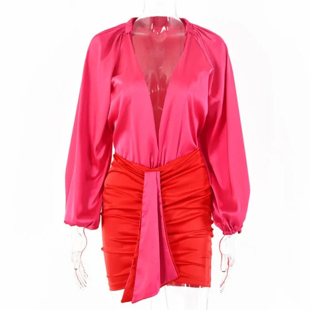 Sexy Deep V-neck Satin