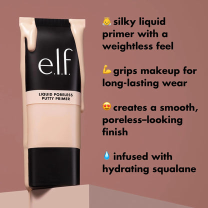 e.l.f. Liquid Poreless Putty Primer, Lightweight Face Primer For Long-lasting Makeup Wear, Creates A Smooth Complexion, Vegan &amp; Cruelty-free