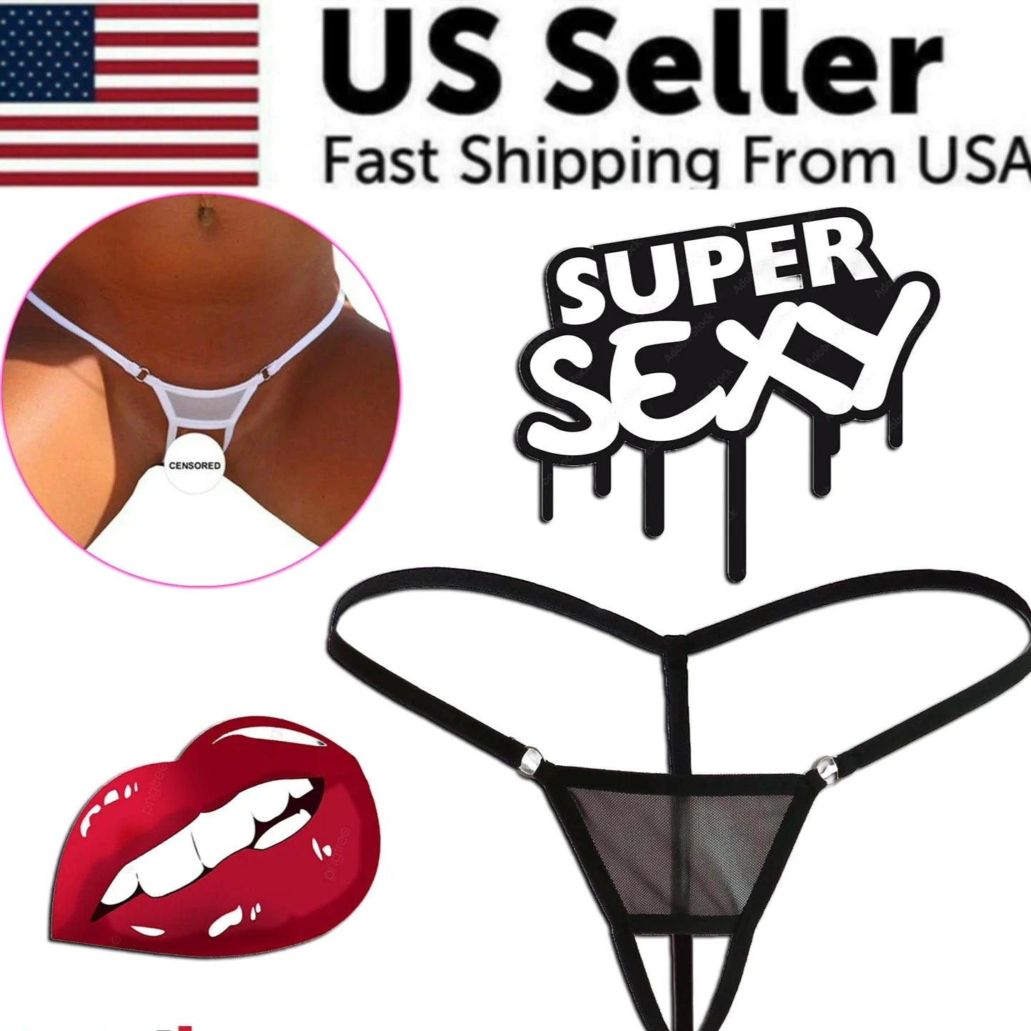 Sexy Women Lace Thong G-String Panties Lingerie Underwear Crotchless T-Back Mesh