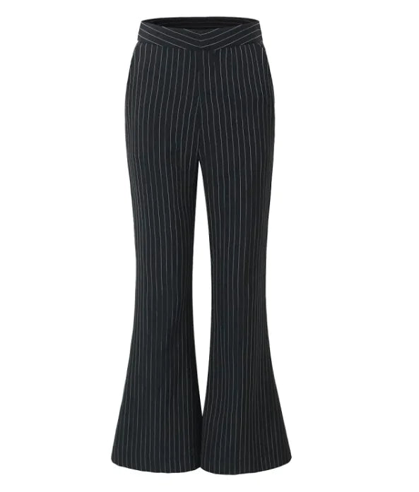 Retro Striped Vest &amp; Bell-Bottom Pants Three-Piece Suit