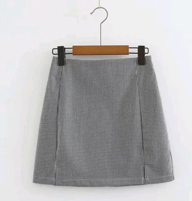 Vintage Houndstooth High-Waisted Bodycon Skirt