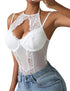 Bridal Halter Mesh Lingerie Bodysuit front view white