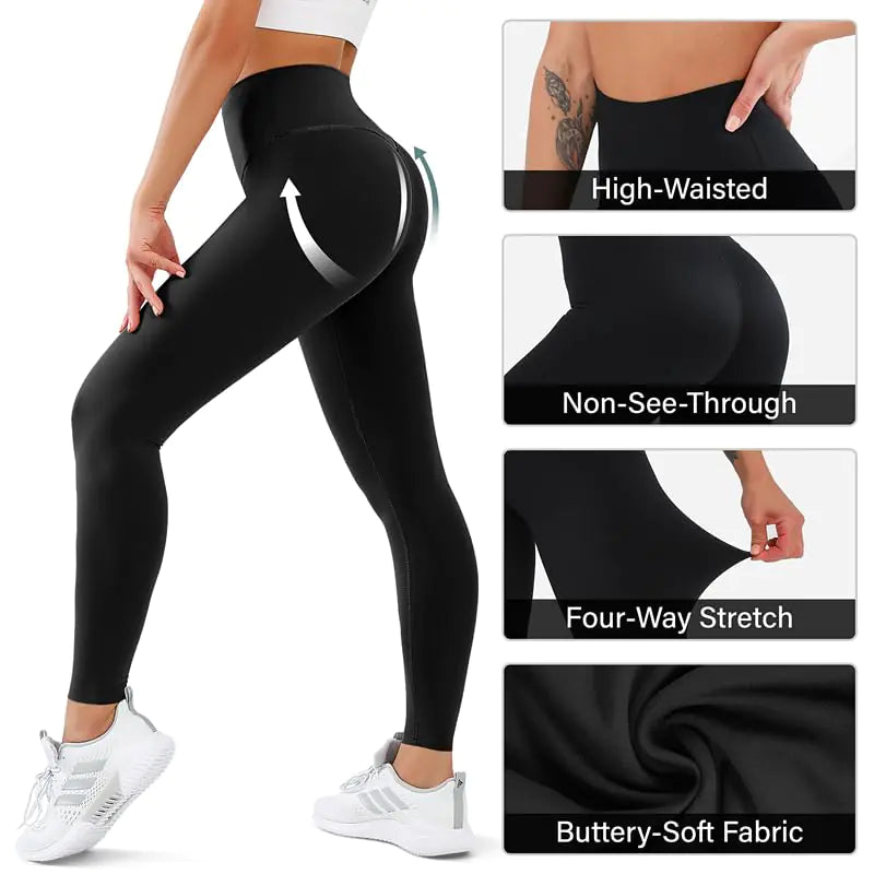 3 Pack Leggings for Women High Waisted No See-Through Tummy Control Soft Yoga Pants Womens Workout Athletic Running Leggings 3 Pack No Pockets Small-Medium 02 Black/Grey/Navy