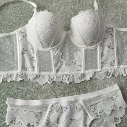 French Lace Fishbone Summer Lingerie Set with Bra