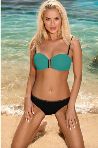 Mid-Waist Bikini Sexy Solid Color Swimsuit With Chest Pad