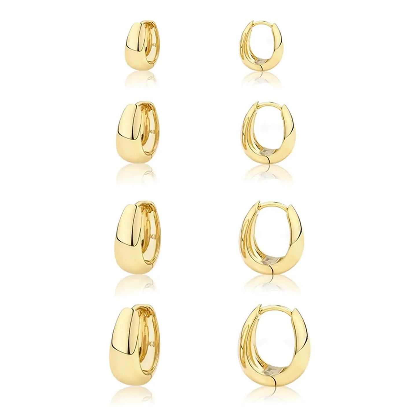 Small Gold Huggie Hoop Earrings Set for Women, Hypoallergenic 14K Real Gold Plated Stack Cartilage Earring, Earrings Sets for Multiple Piercing Lightweight Mini Thin Cute Dainty Trendy Clip On Jewelry Chunky Gold-6/8/10/12mm