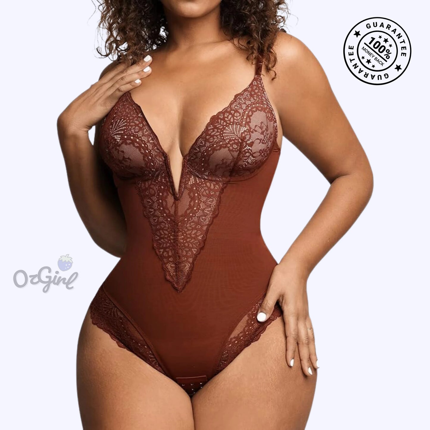 Deep V-Neck Lace Shaping BodySuit