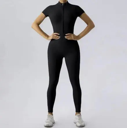 European &amp; American Zipper Yoga Jumpsuit