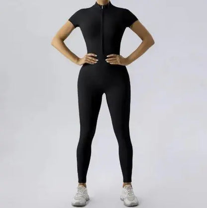 European &amp; American Zipper Yoga Jumpsuit
