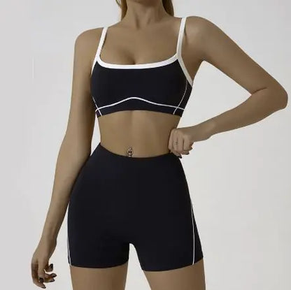 Spaghetti Strap Contrast Color Yoga Sports Suit