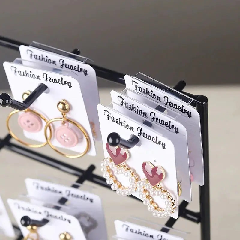 Metal Earrings Jewelry Display Stand Hook Up