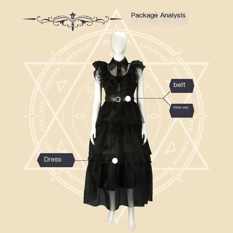 Wednesday Adams Cosplay Dress - Black Tulle Skirt