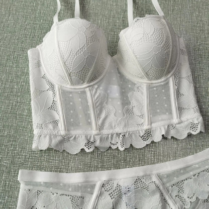French Lace Fishbone Summer Lingerie Set with Bra
