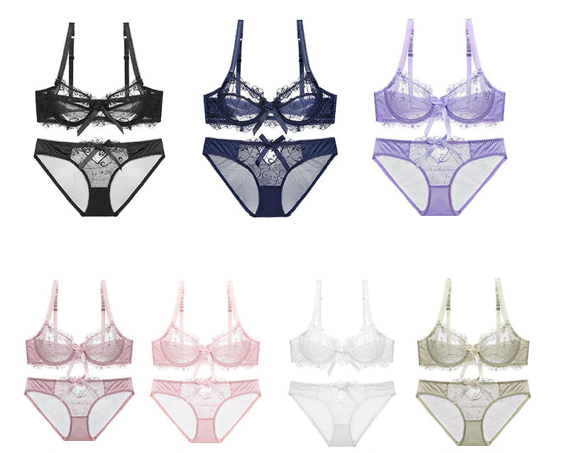 Ultra-Thin Plus Size Lace Bra and Underwear Set