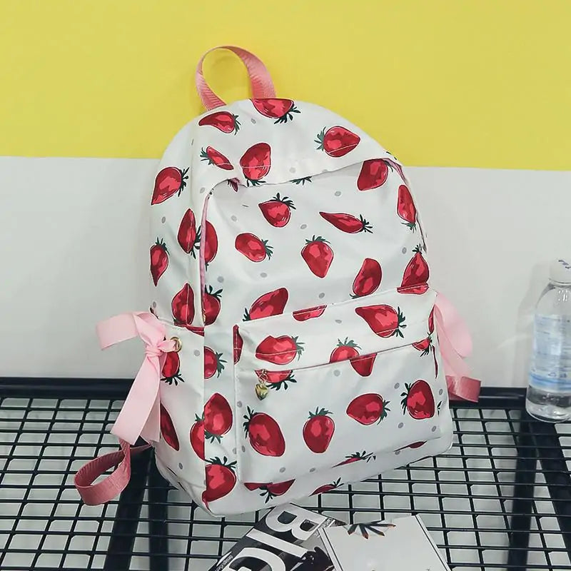 Fresh Style Strawberry Print Backpack