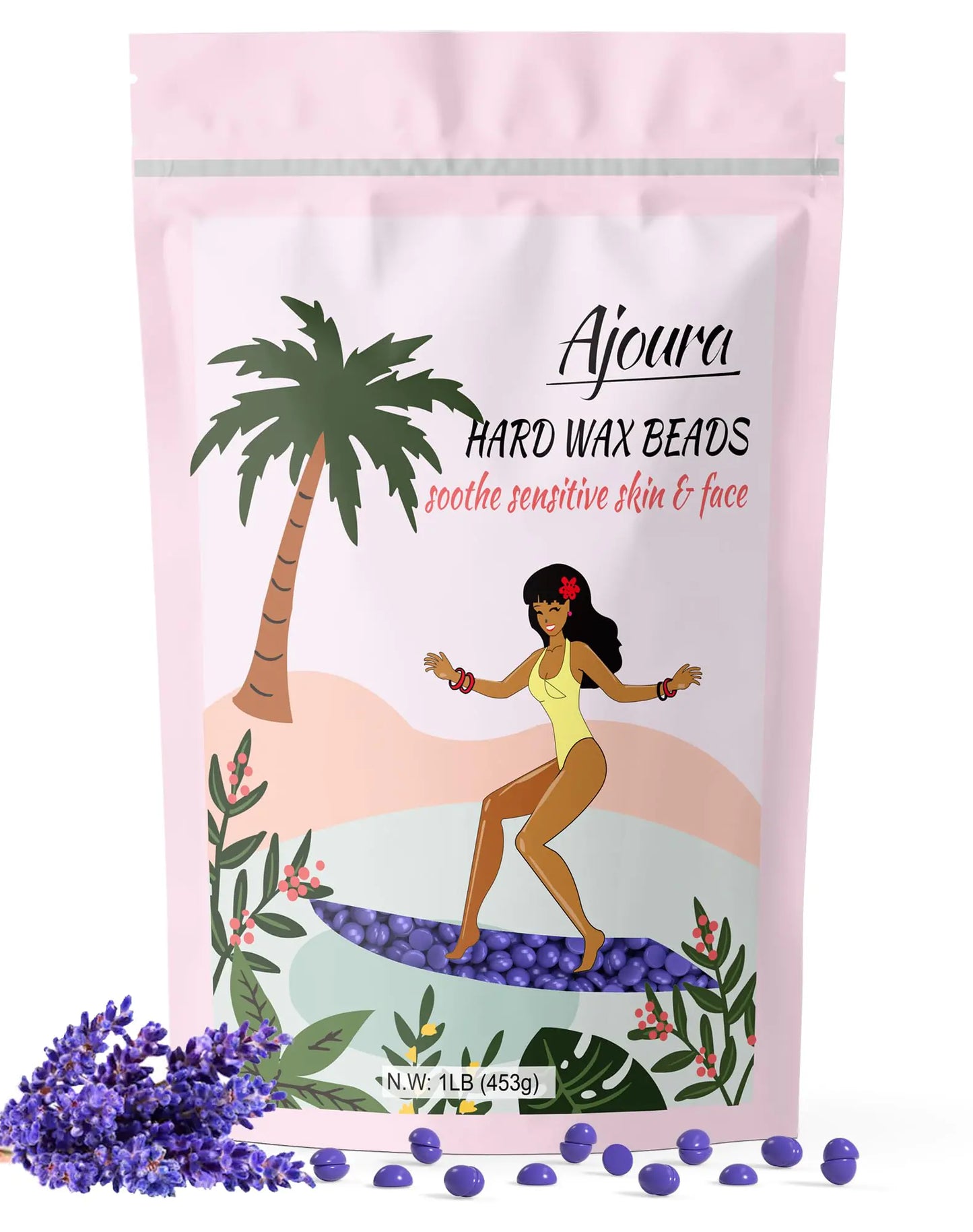 Ajoura 2.5 lb Wax Beads for Hair Removal - Premium Hard Wax for Coarse Hair, Ideal for Brazilian Bikini, Legs, Face, Underarms, Arms, Chest, Back - Sensitive Skin for Efficient Home & Salon Waxing Off White-2.5lb