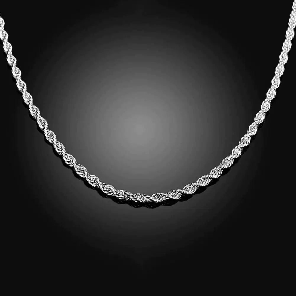 18K White Gold Plated Rope Chain