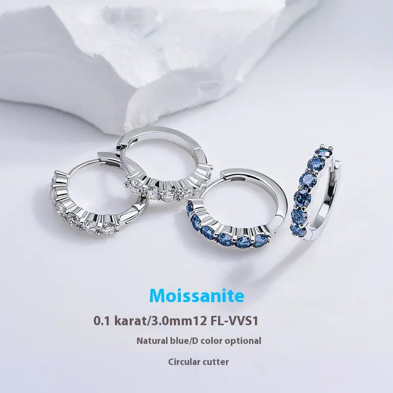 Blue Rounded Moissanite Earrings