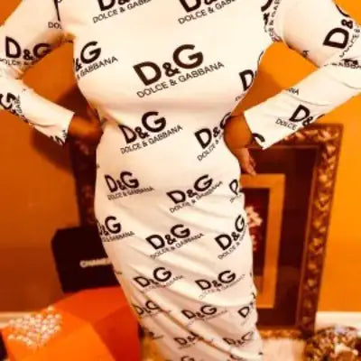 D&amp;G Mock Neck Long sleeve Bodycon Long Dress