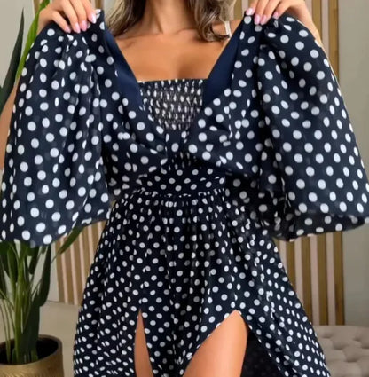 Polka Dot Puff Sleeve Dress