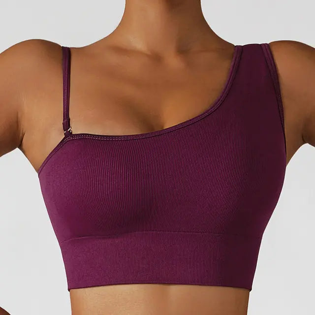 Summer Sexy Oblique Shoulder Yoga Clothes Tops